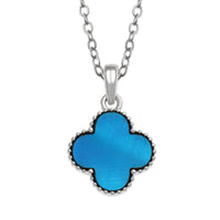 Paua Shell Blue Quatrefoil Necklace