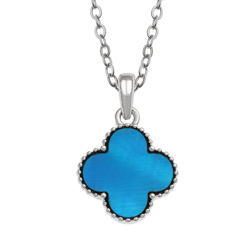 Paua Shell Blue Quatrefoil Necklace