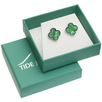 Paua Shell Green Quatrefoil Stud Earrings