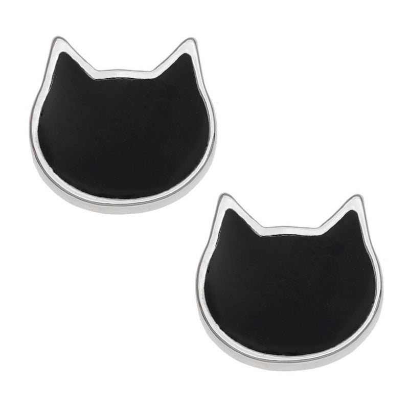 Black Cat Face Earrings