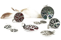 Mother of Pearl Tree of Life Silver Pendant 22mm