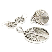 Mother of Pearl Tree of Life Silver Pendant 22mm