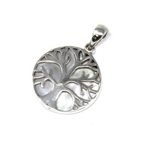 Mother of Pearl Tree of Life Silver Pendant 22mm