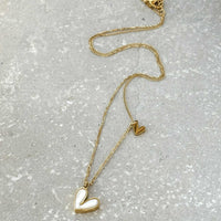 Tarnish Resistant Pearlescent Heart Necklace