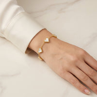 Tarnish Resistant Pearlescent Heart Bracelet