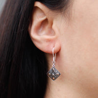 Bali Silver & Gold Square Drop Earring