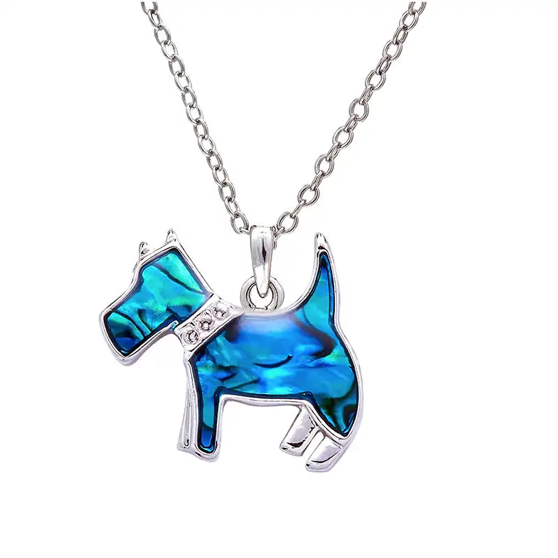 Paua Shell Yorkie Dog Necklace