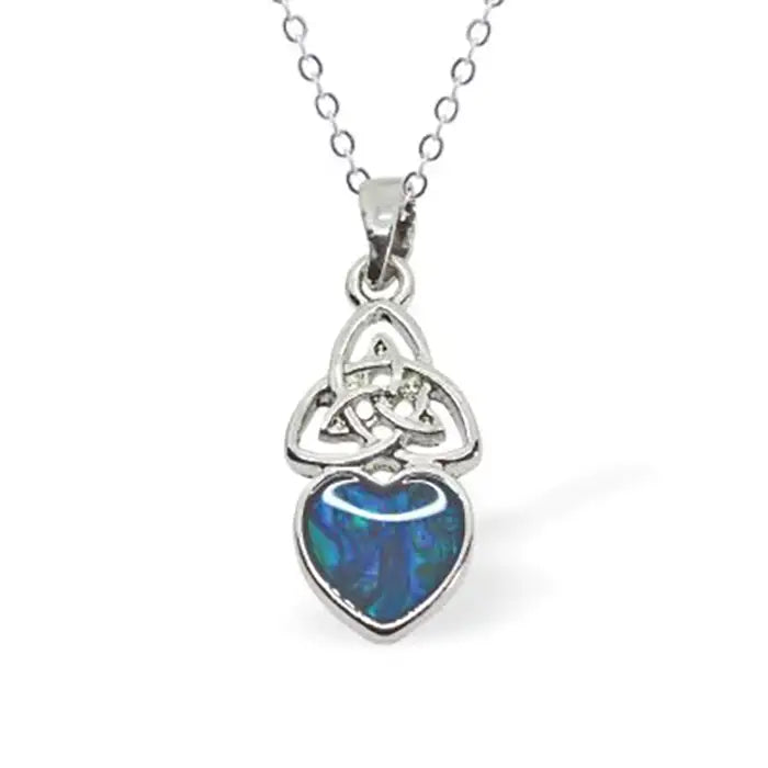 Paua Shell Celtic Heart Necklace