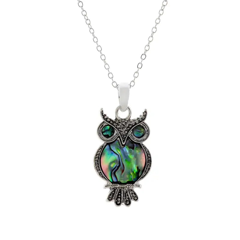 Paua Shell Owl Necklace