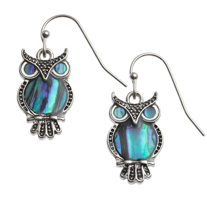 Paua Shell Owl Earrings