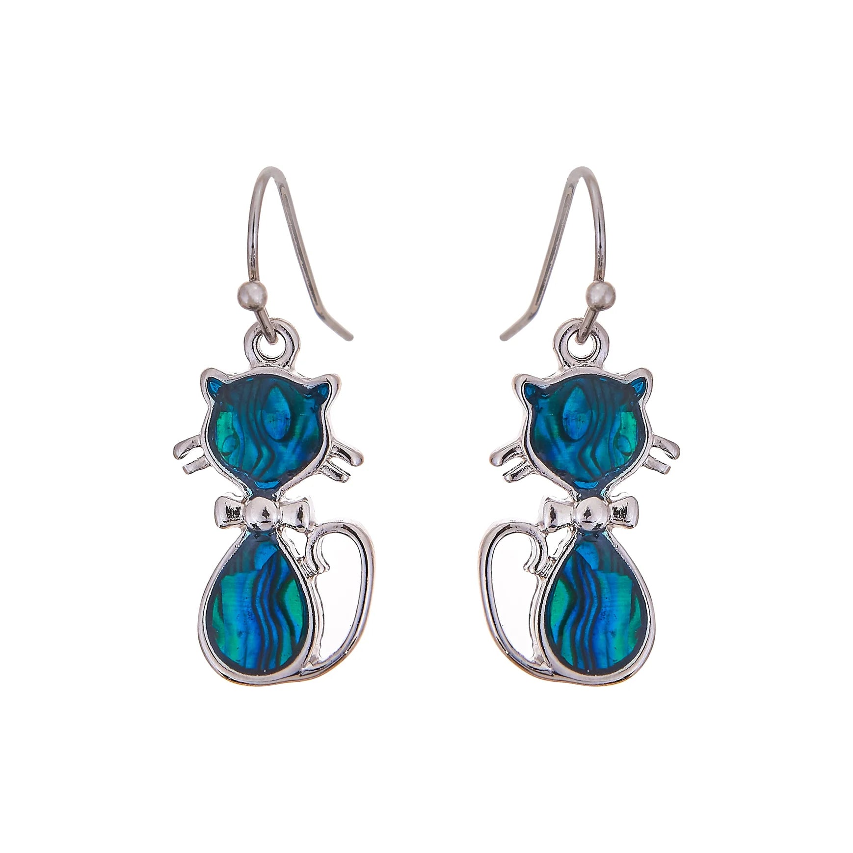 Paua Shell Kitty Cat Earrings