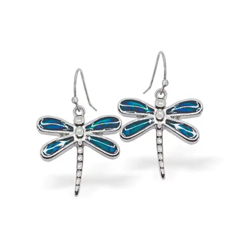 Paua Shell Dragonfly Earrings