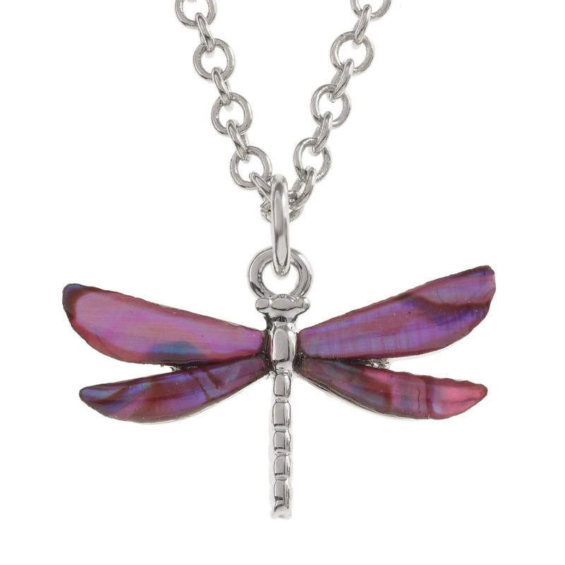 Paua Shell Pink Dragonfly Necklace