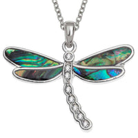 Paua Shell Diamante Dragonfly Necklace