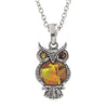 Paua Shell Orange Owl Necklace