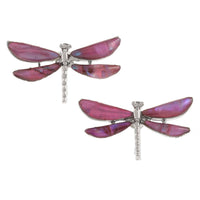 Paua Shell Pink Dragonfly Earrings