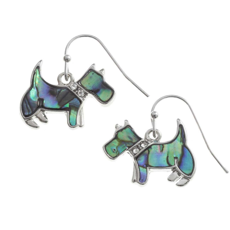 Paua Shell Scottie Dog Earrings