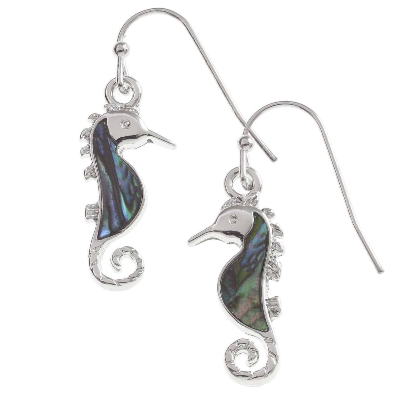 Paua Shell Seahorse Earrings