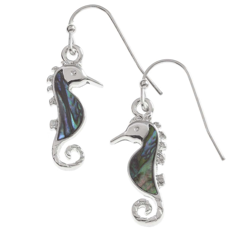 Paua Shell Seahorse Earrings