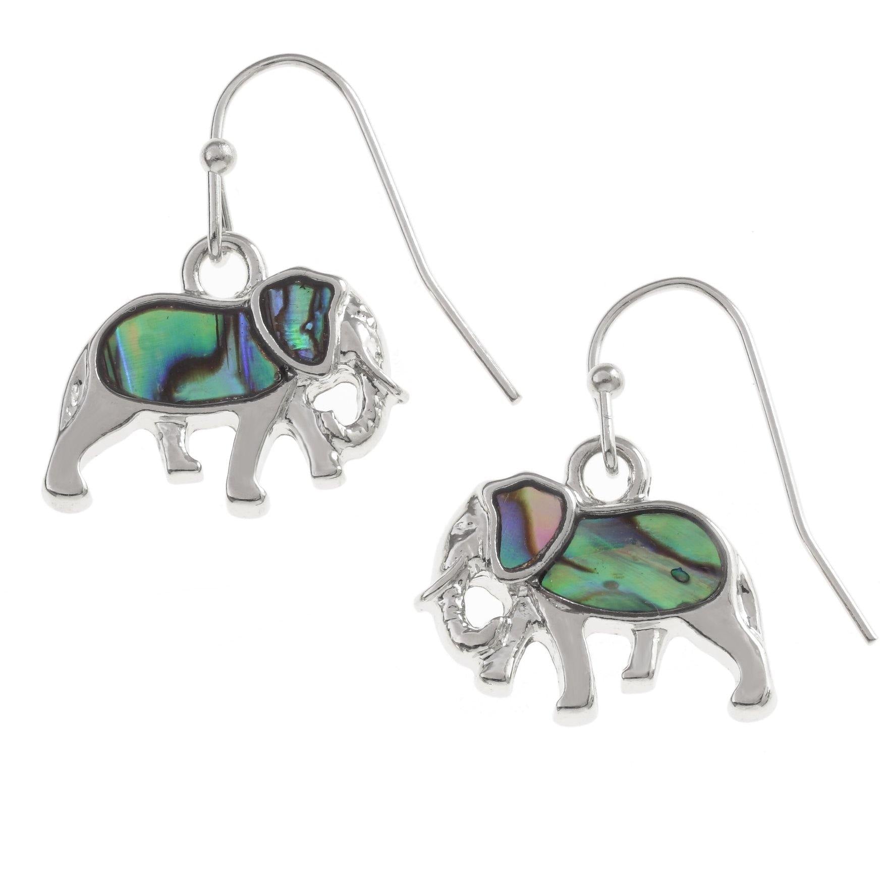 Paua Shell Elephant Earrings