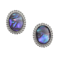 Paua Shell Blue Cameo Clip-on Earrings