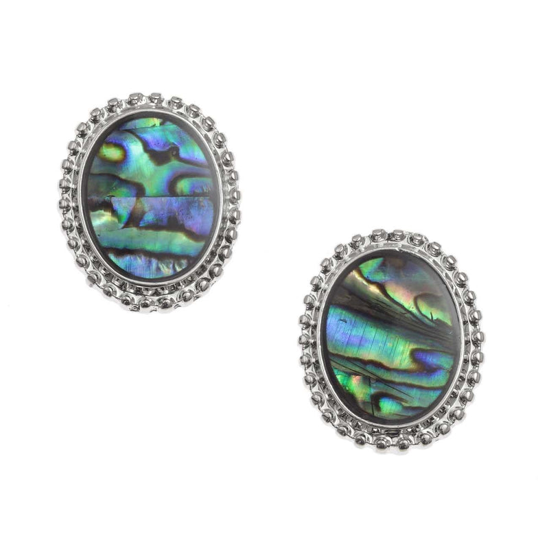 Paua Shell Green Cameo Clip-on Earrings