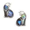 Paua Shell Sitting Cat Stud Earrings