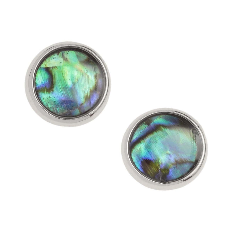 Paua Shell Round Stud Earrings