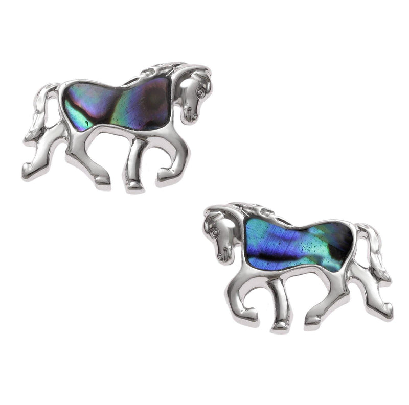 Paua Shell Horse Stud Earrings