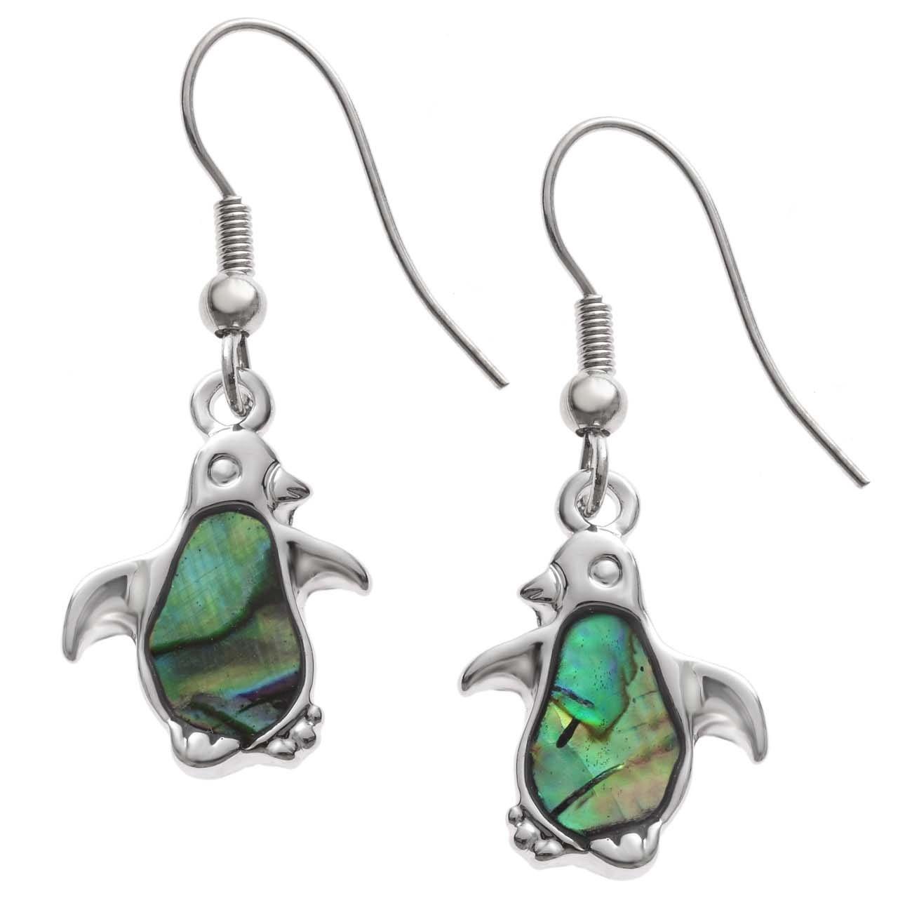 Paua Shell Penguin Earrings