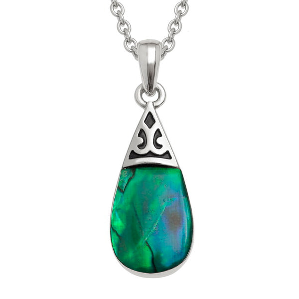 Paua Shell Green Pear Drop Necklace