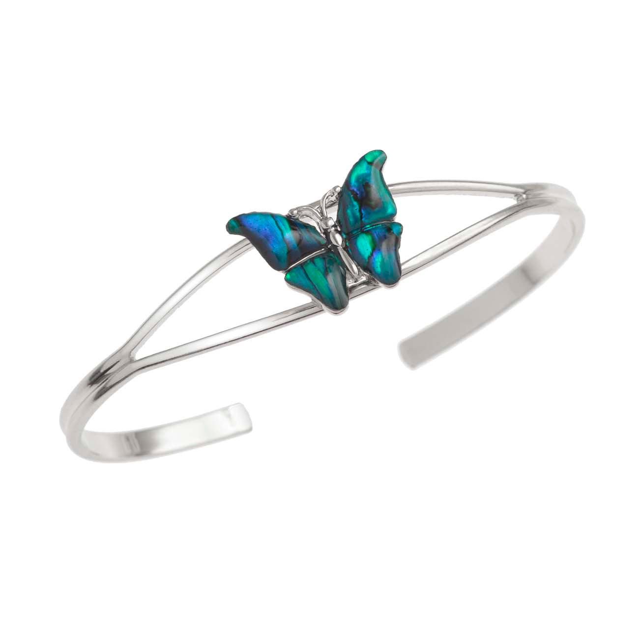 Paua Shell Blue Butterfly Bangle