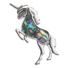 Paua Shell Silver Unicorn Brooch