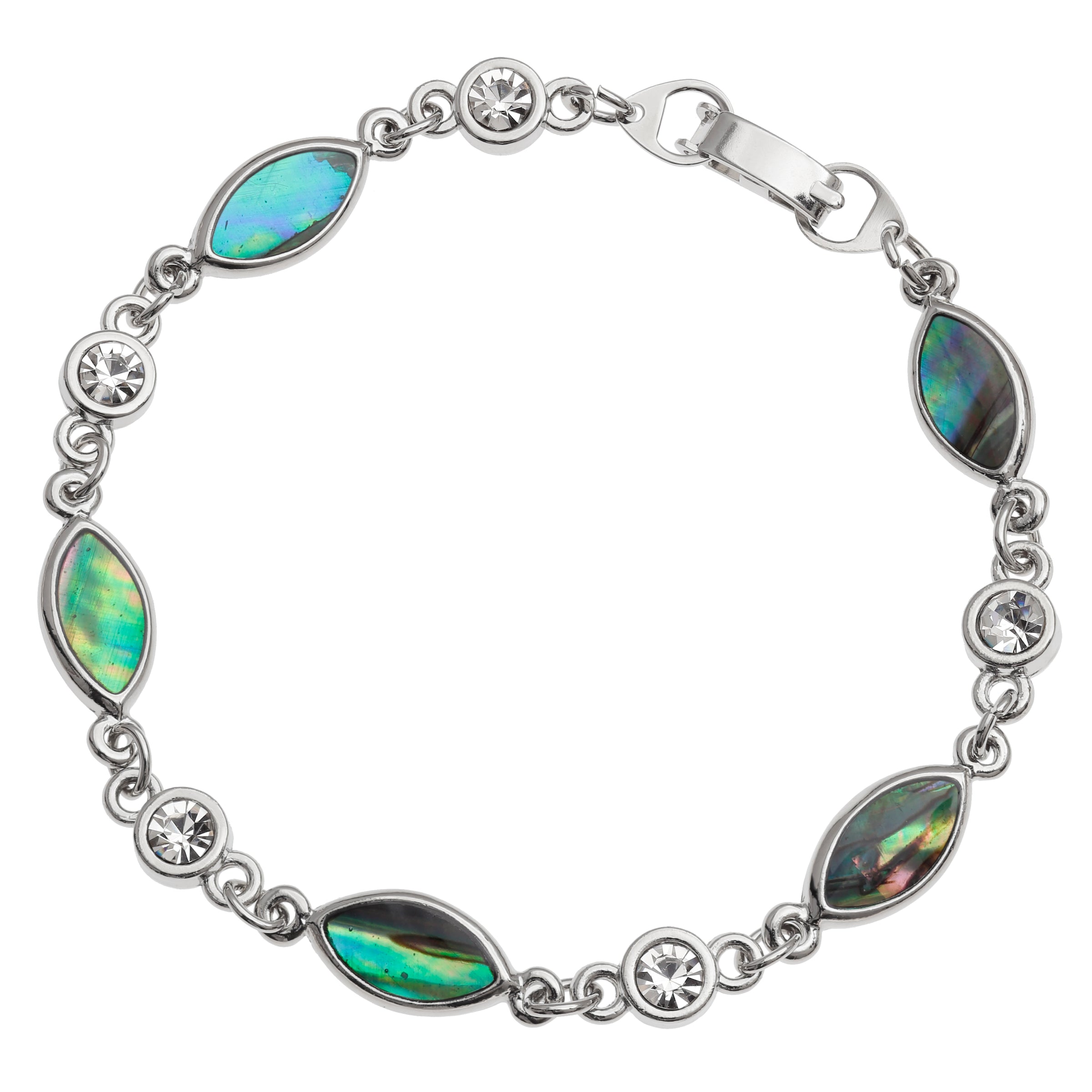 Paua Shell Oval & Crystal Link Bracelet