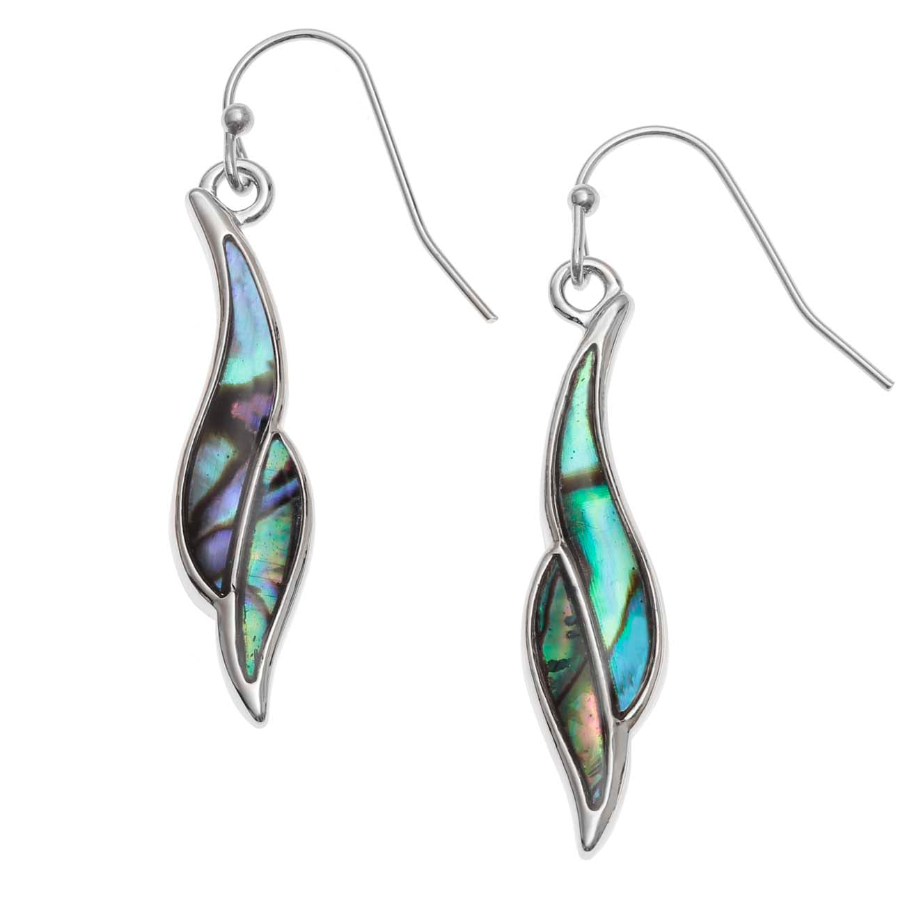 Paua Shell Twisted Leaf Earrings