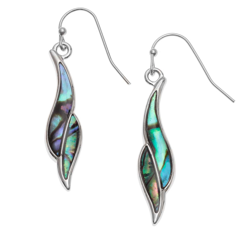 Paua Shell Twisted Leaf Earrings