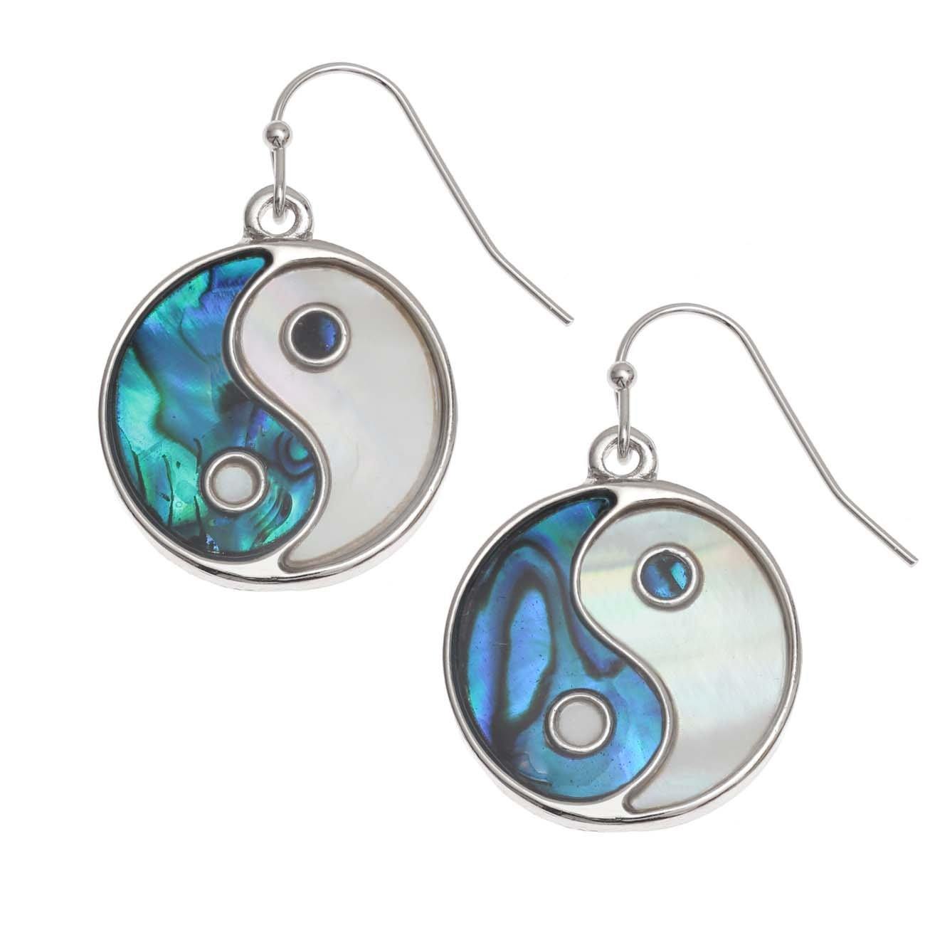 Paua Shell Yin Yang Drop Earrings