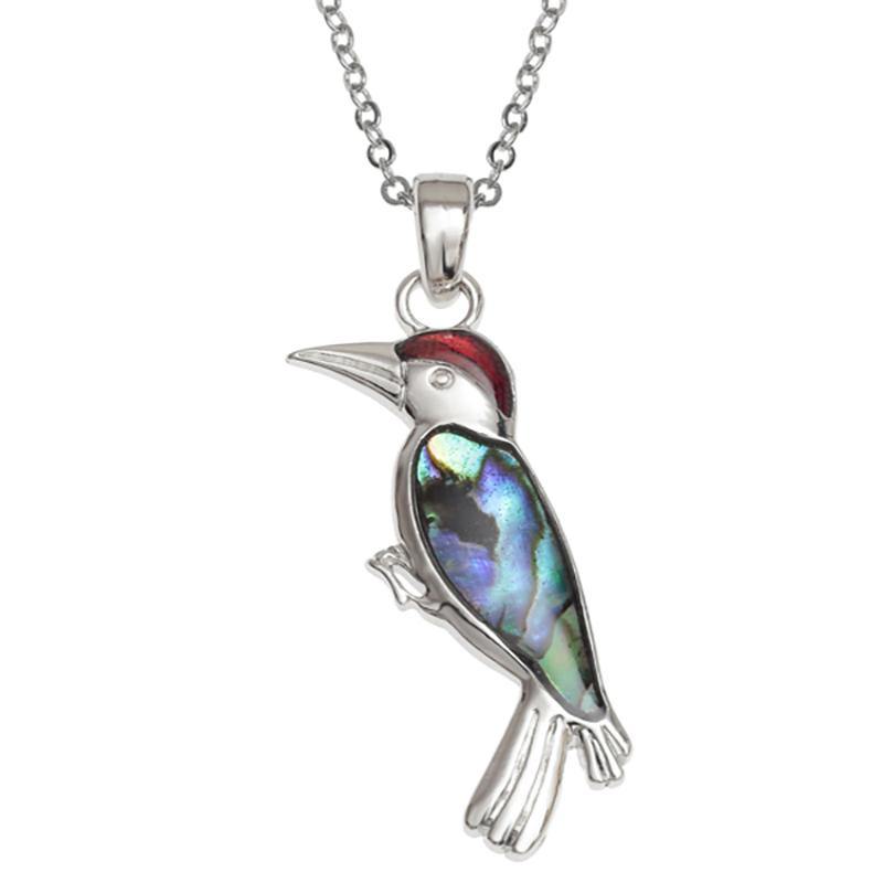 Paua Shell Woodpecker Necklace