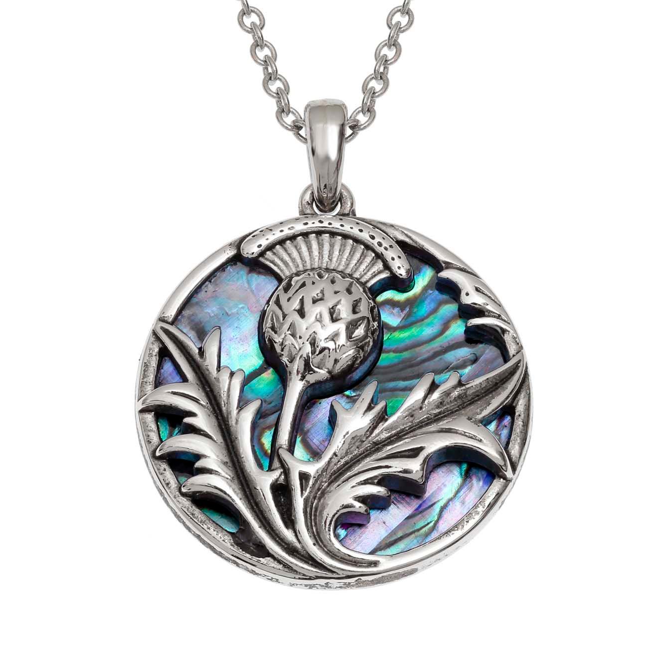 Paua Shell Celtic Thistle Necklace