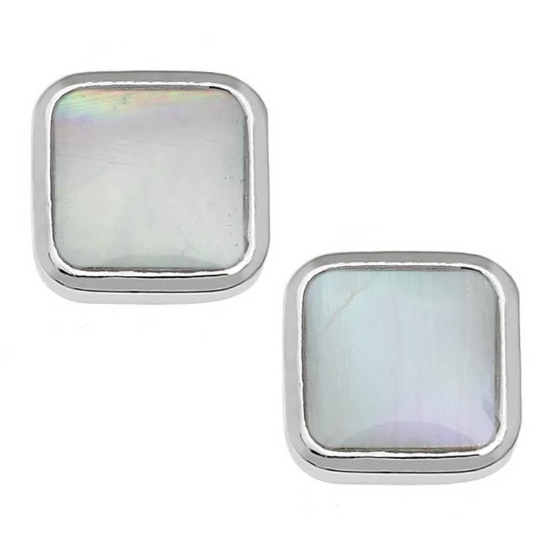 Mother of Pearl Square Stud Earrings