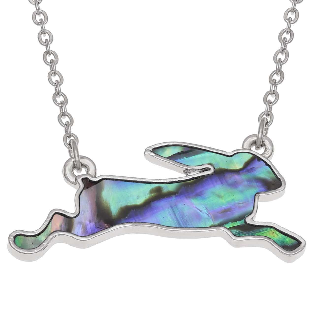 Paua Shell Running Hare Necklace