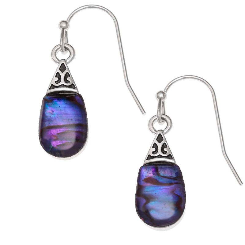 Paua Shell Purple Pear Drop Earrings