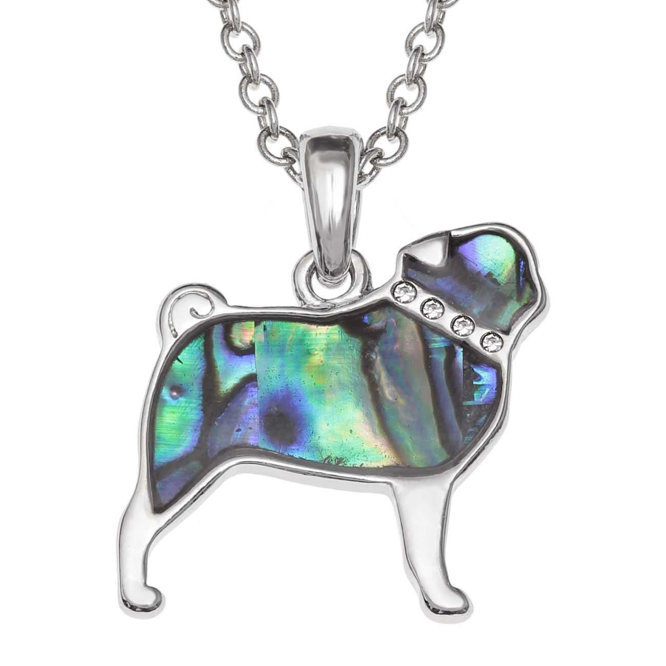 Paua Shell Pug Necklace