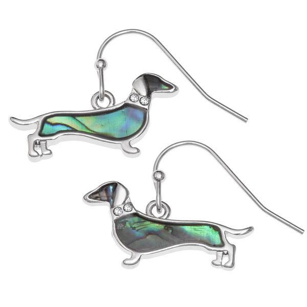 Paua Shell Dachshund Earrings