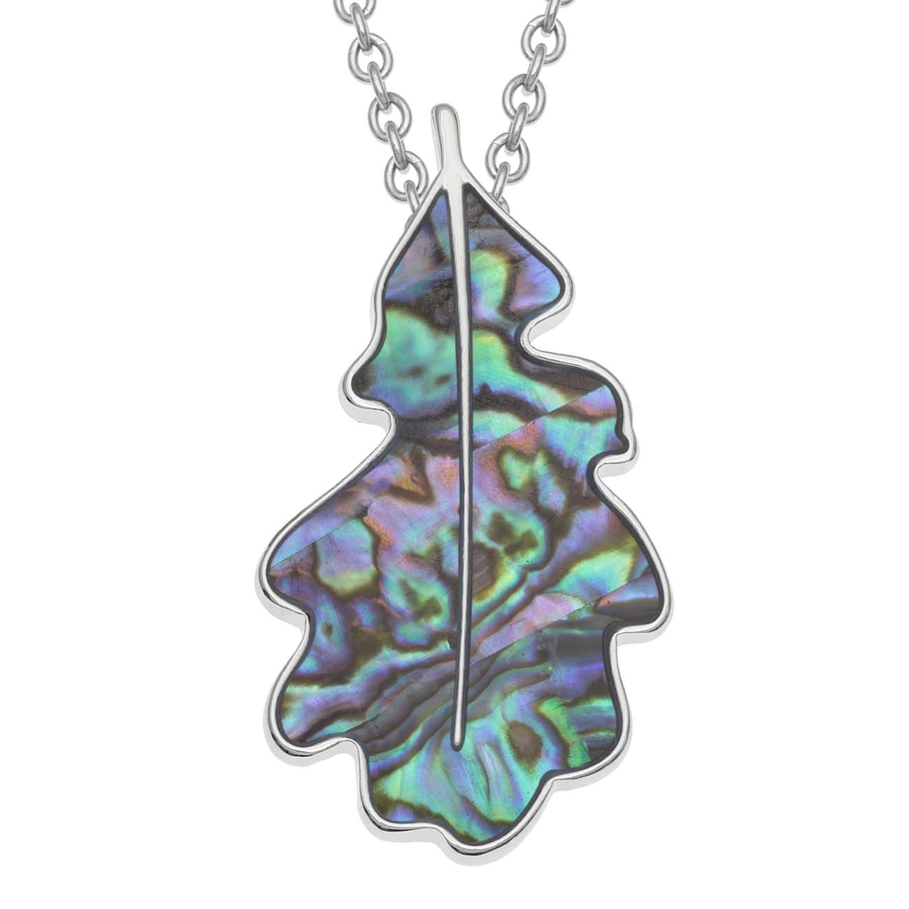 Paua Shell Oak Leaf Necklace