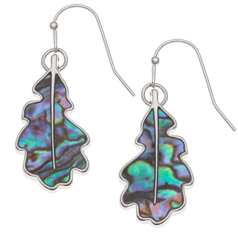 Paua Shell Oak Leaf Earrings