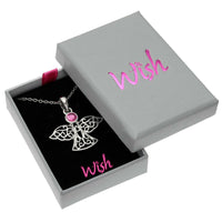 Pink Crystal Guardian Angel Necklace Boxed
