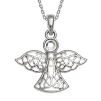 Aurora Borealis Crystal Guardian Angel Necklace
