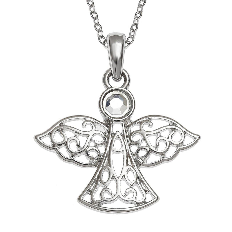 Aurora Borealis Crystal Guardian Angel Necklace