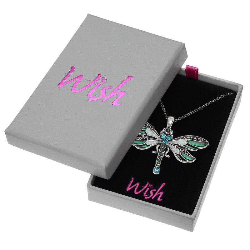 Dragonfly Enamel & Crystal Necklace Boxed